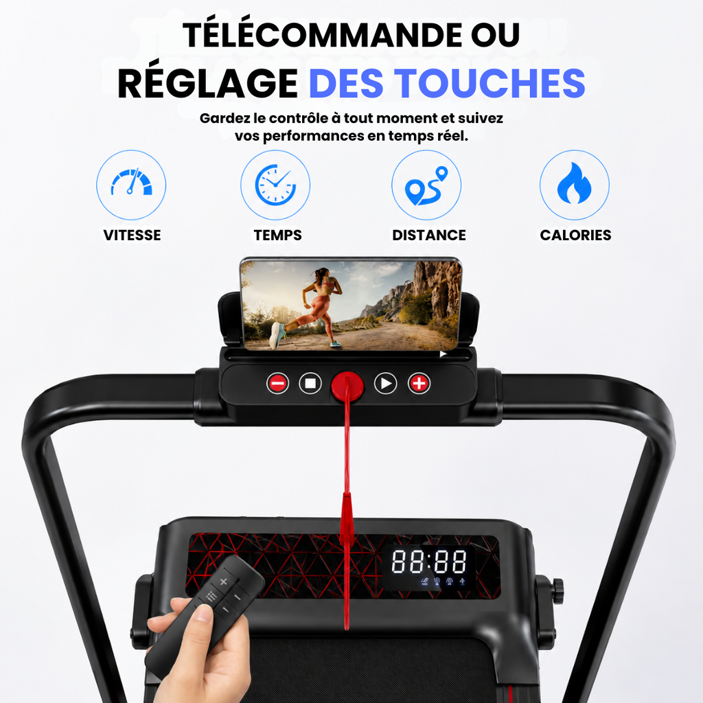 Tapis de marche/course  connecté compact avec inclinaison réglable