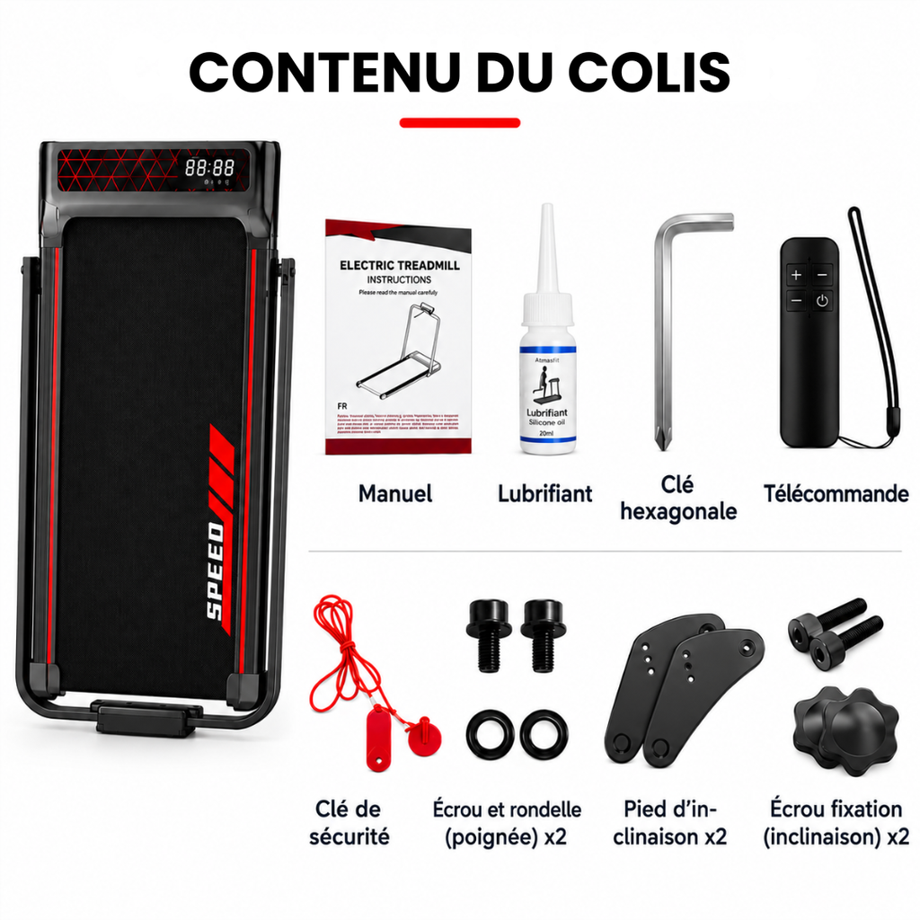 Tapis de marche/course  connecté compact avec inclinaison réglable