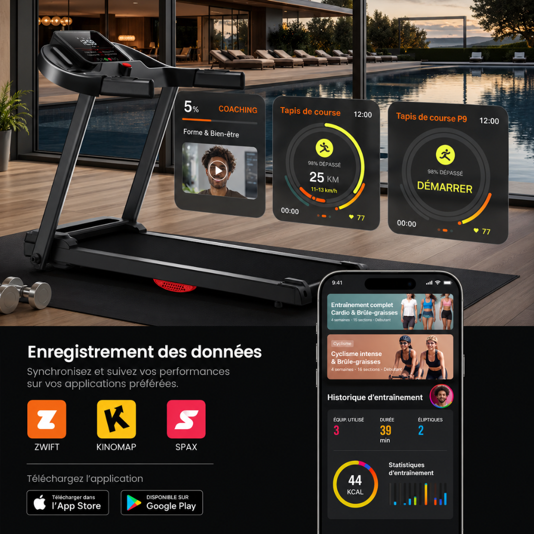 Tapis marche/course connecté compact écran XXL